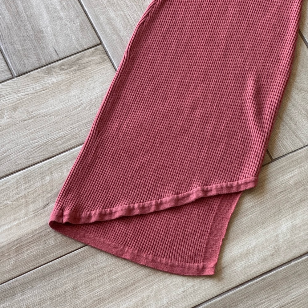 Say What? Ribbed Asymmetrical Tank Dress in Dusty Rose - Picture 3 of 6